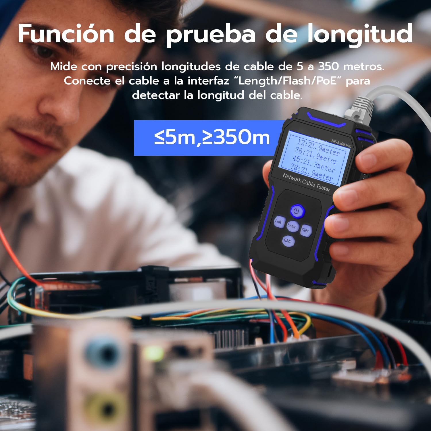 Mcbazel Probador de Cable con POE, Detector de Cable con Pantalla LCD, Rastreador de Cable Avanzado, Probador de Cable de Red NVC para CAT5 y CAT6