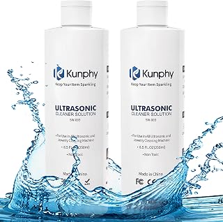kunphy Sonic Jewelry Cleaner - Effective Solution for Cleaning Gold, Silver, Platinum, Diamonds, and Eyeglasses Watch, 8.5 oz (2 packs)