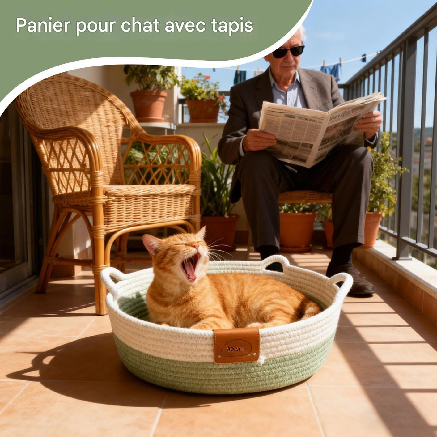 Panier Rond pour Chat Nid Tissé en Corde De Coton | Lit Et Panier Adorable Pour Chaton Et Chat Pour Chaton Lapin Petit Chien Jouet Stockage De Snack Intérieur Chambre Salon