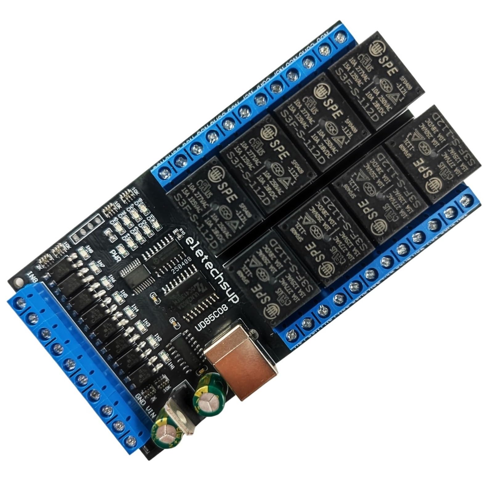 Module relais USB 12V à 8 canaux avec isolation et communication UART COM - 4