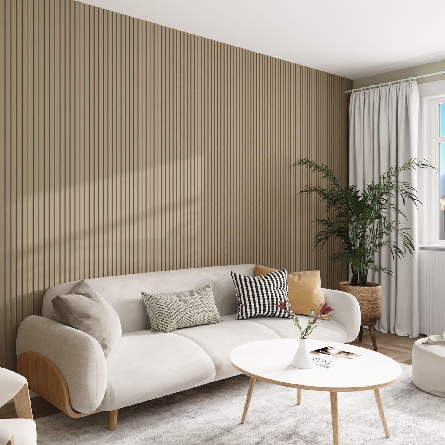 Jobu Biscuit Acoustic Wall Panels In With White Backing, 240Cm X 60Cm