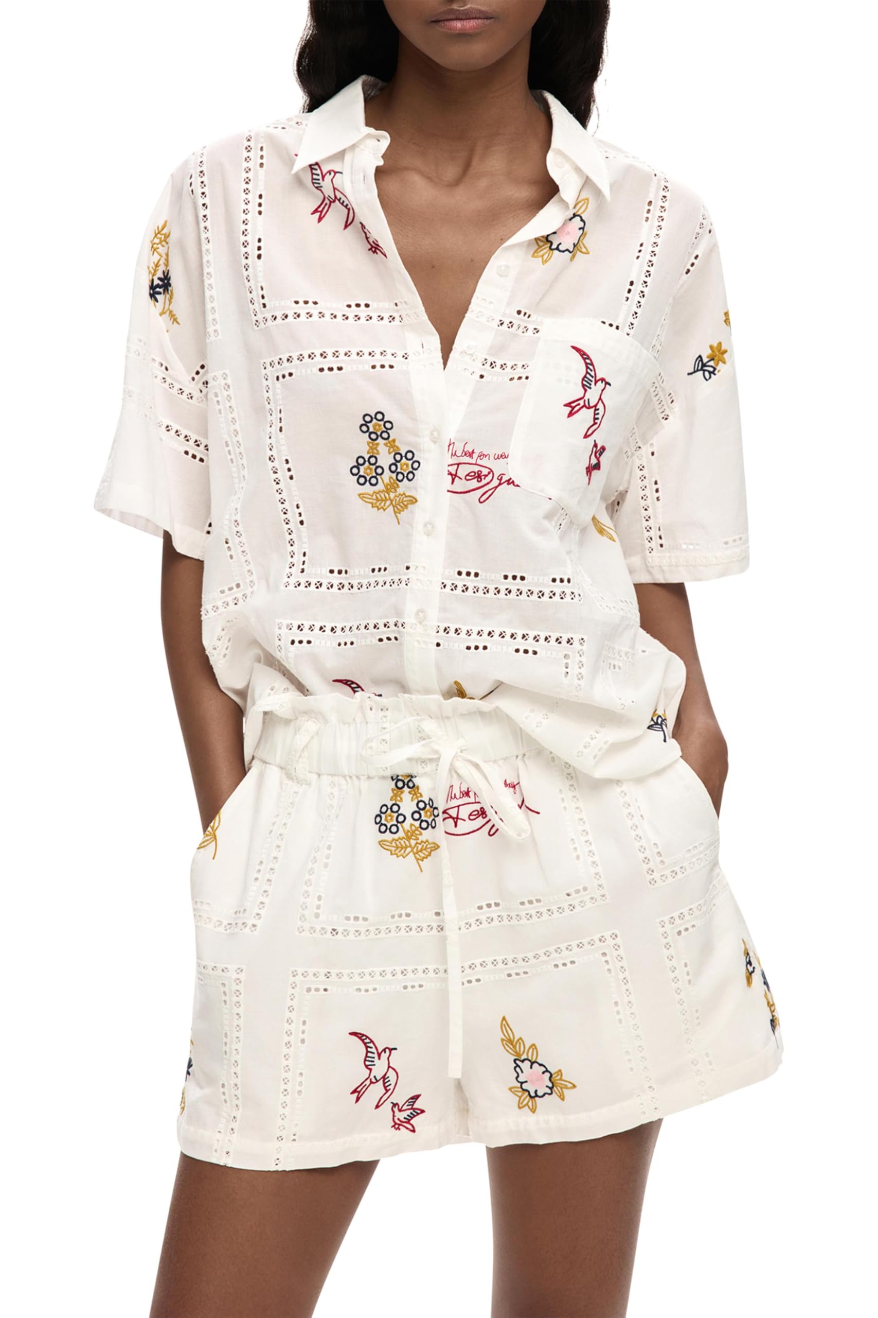 Desigual Damen Martin T-Shirt, weiß, X-Large