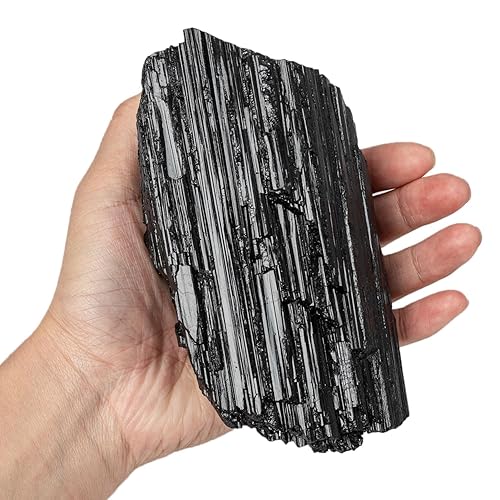 SMOHEAL Large Raw Black Tourmaline Crystal Natural Rough Stone Healing Crystals for Meditation Reiki Energy Decoration 2-3lbs - Black Tourmaline - 2-3 Pound