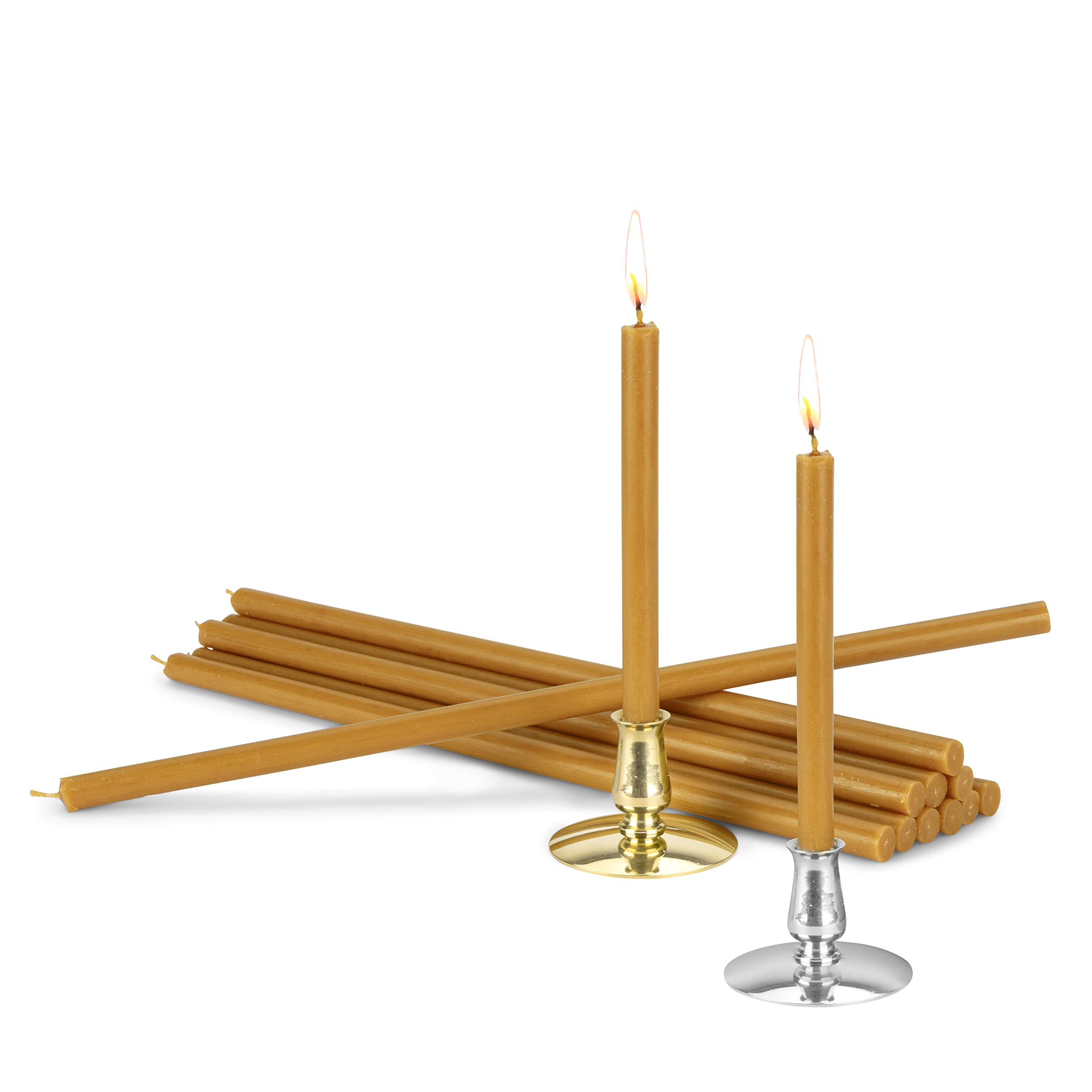 Coffret bougies jaune sans gouttes NKlaus et supports pour cadeau