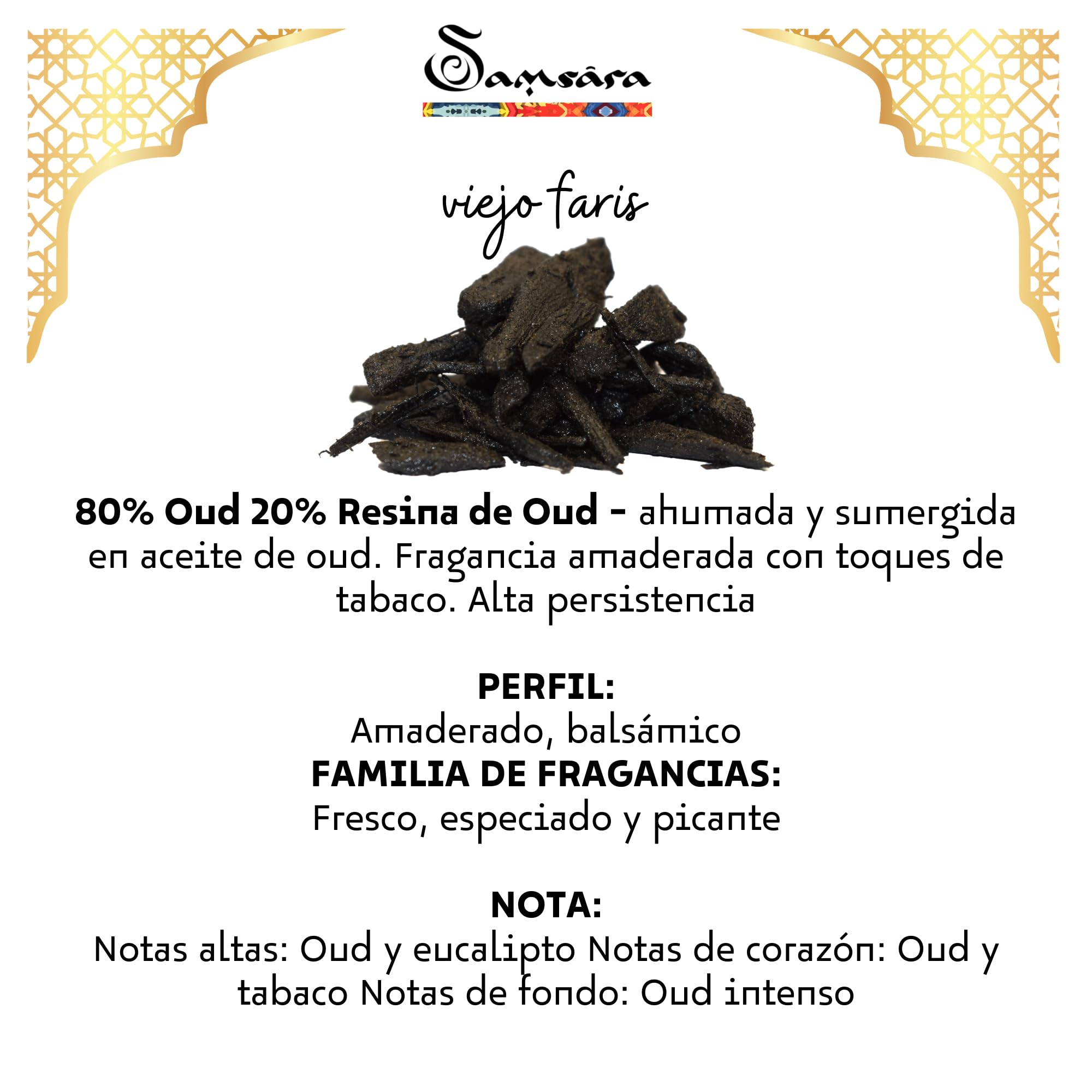Samsara Bakhour [20 g] ULTRA DURATA - Parfum arabe pour femmes et hommes | Bois d'oud pour cheveux, corps et vêtements | Fabriqué à Dubaï (Faris Oud)