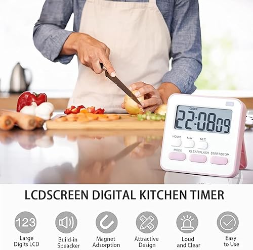 Miniatura 3 de Reloj temporizador magnético digital  Pantalla LCD grande con alarma fuerte, modo de flash silencioso, cronómetro y cuenta regresiva para estudio,