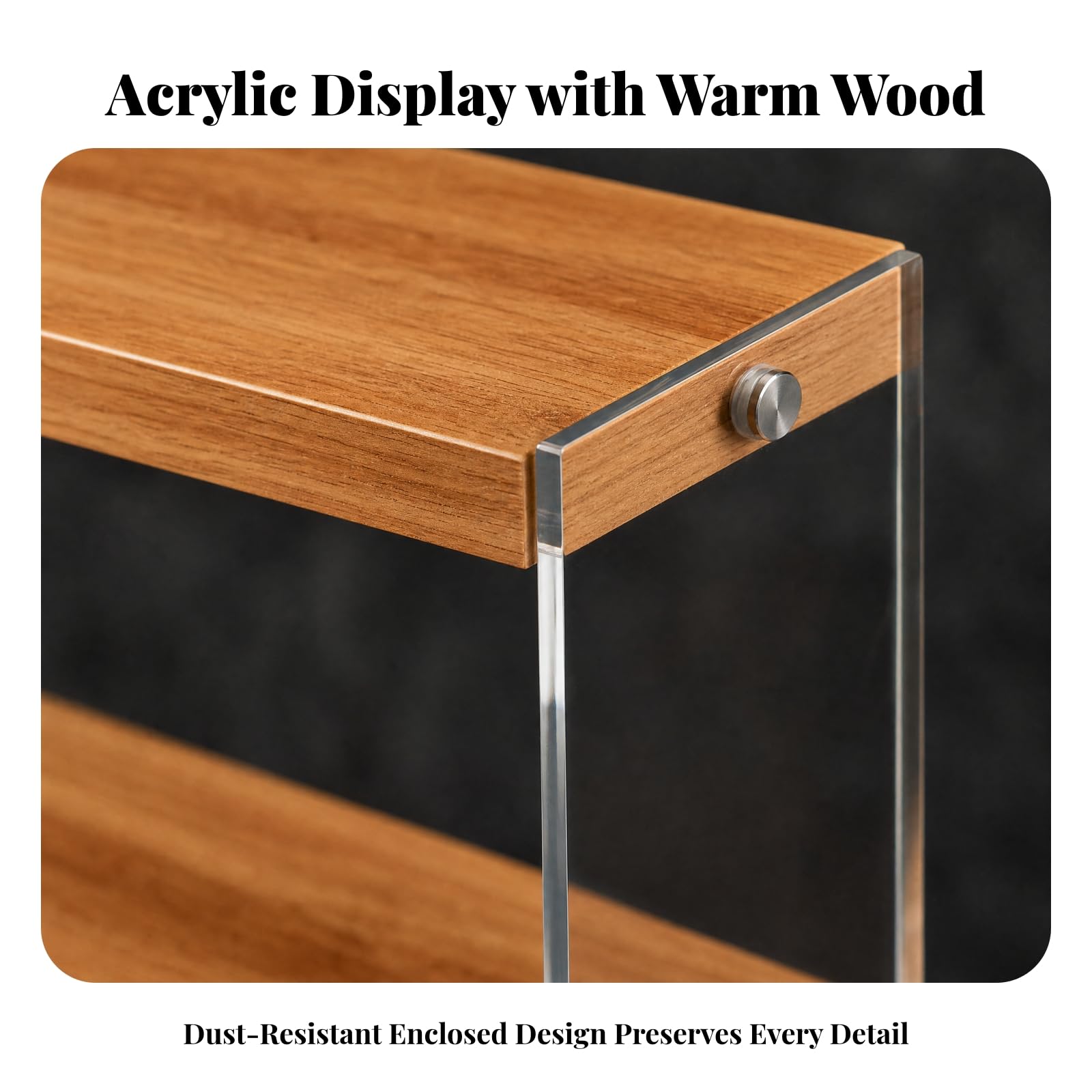 Colcolo Display-Schrank mit Holzmasungsböden Staubdicht Sammelfigurenschrank mit Staubschutz Acrylvitrine für Puppensamml, Regal , 30CM , 4-Stufig
