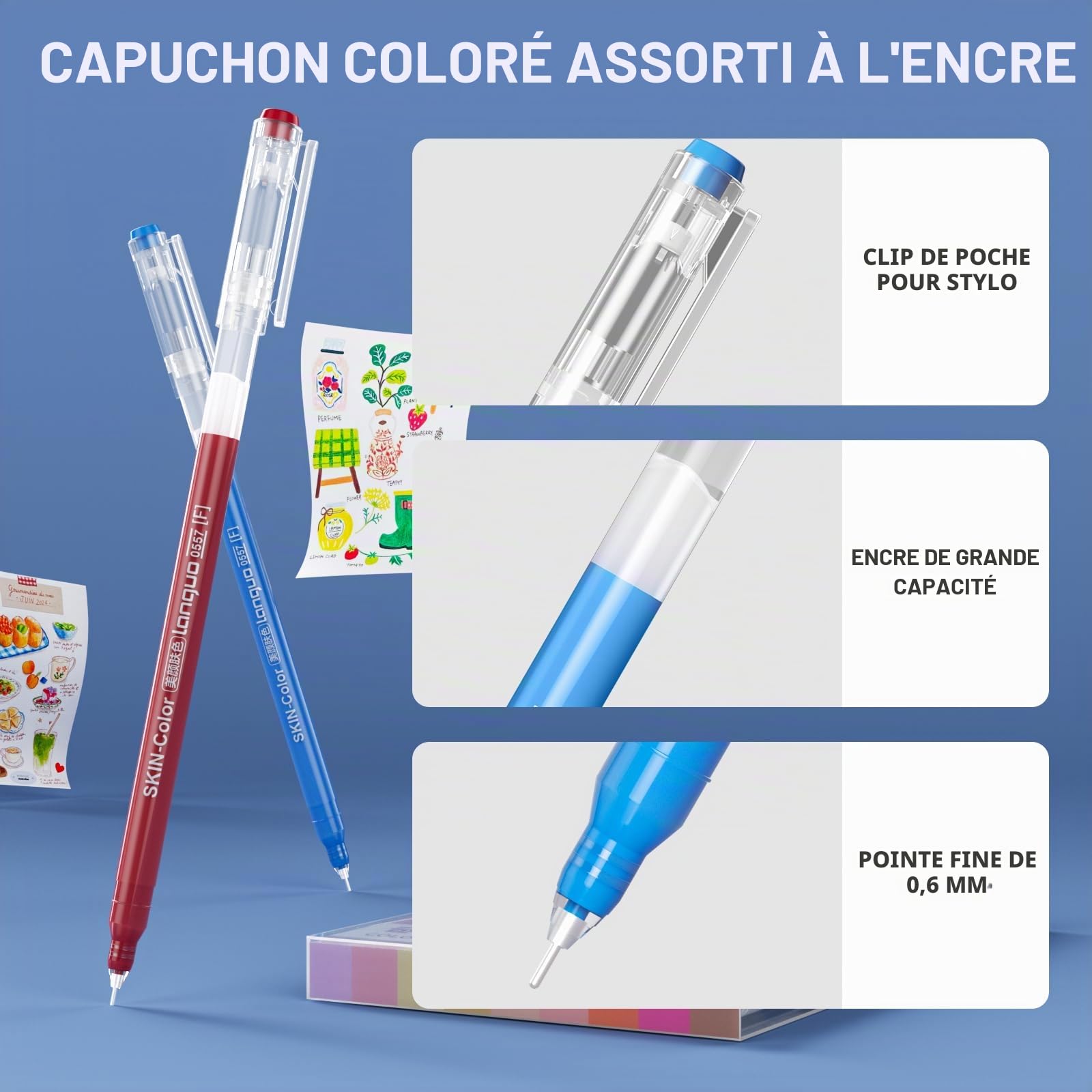 TrendGate 213 Stylos Gel Acrylique, Pointe Fine 0,6 mm Gel Pen