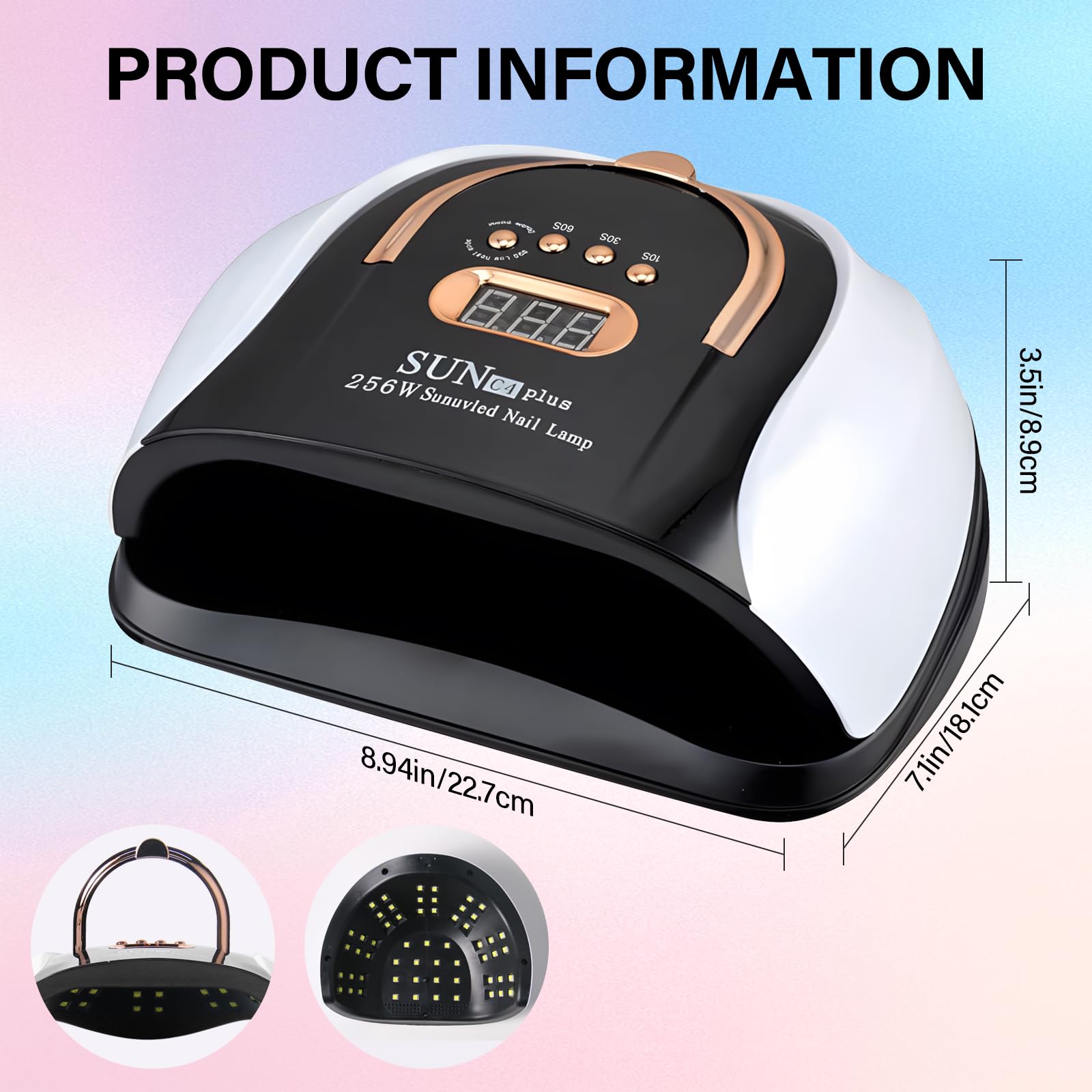256W Lampada Profesional Unghie LED UV, Asciugatrice per Gel con 4 Impostazioni Timer e Sensore Automatico, Asciuga Smalto con 57 Perline Luminose & Display LCD per Manicure e Pedicure