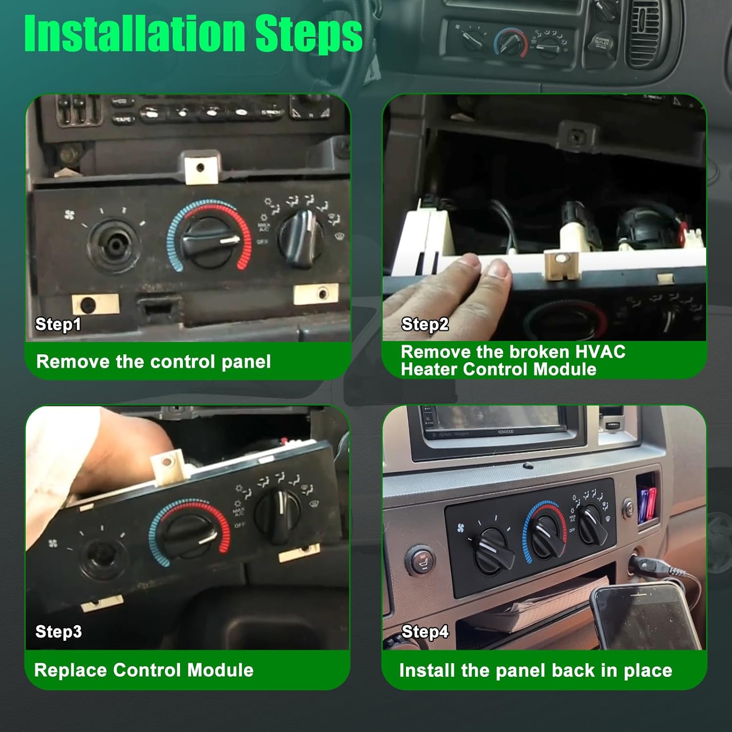 55055459AF Climate Control Module for 1998-2003 Dodge Ram 1500 2500 3500 Van Temperature AC Control Panel, 55055459AA 55055459AB 55055459AC 55055459AD 55055459AE HVAC Heater Control Panel