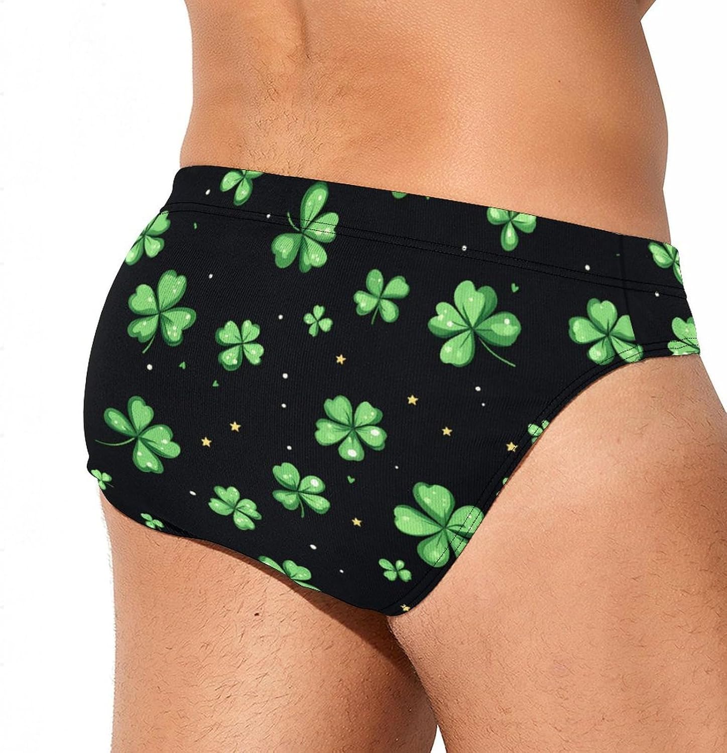 St-Patrick's Days Shamrock Men's Swimsuit Brief Sexy Bikini Briefs Retro Printed Swimwear Quick Dry Swimming Trunks 3X-Large