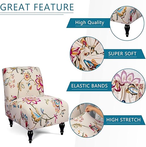 Miniatura 7 de Liykimt Funda para silla sin brazos, sin brazos, tela elástica de elastano extraíble para sillas sin brazos, fundas protectoras para muebles de sala