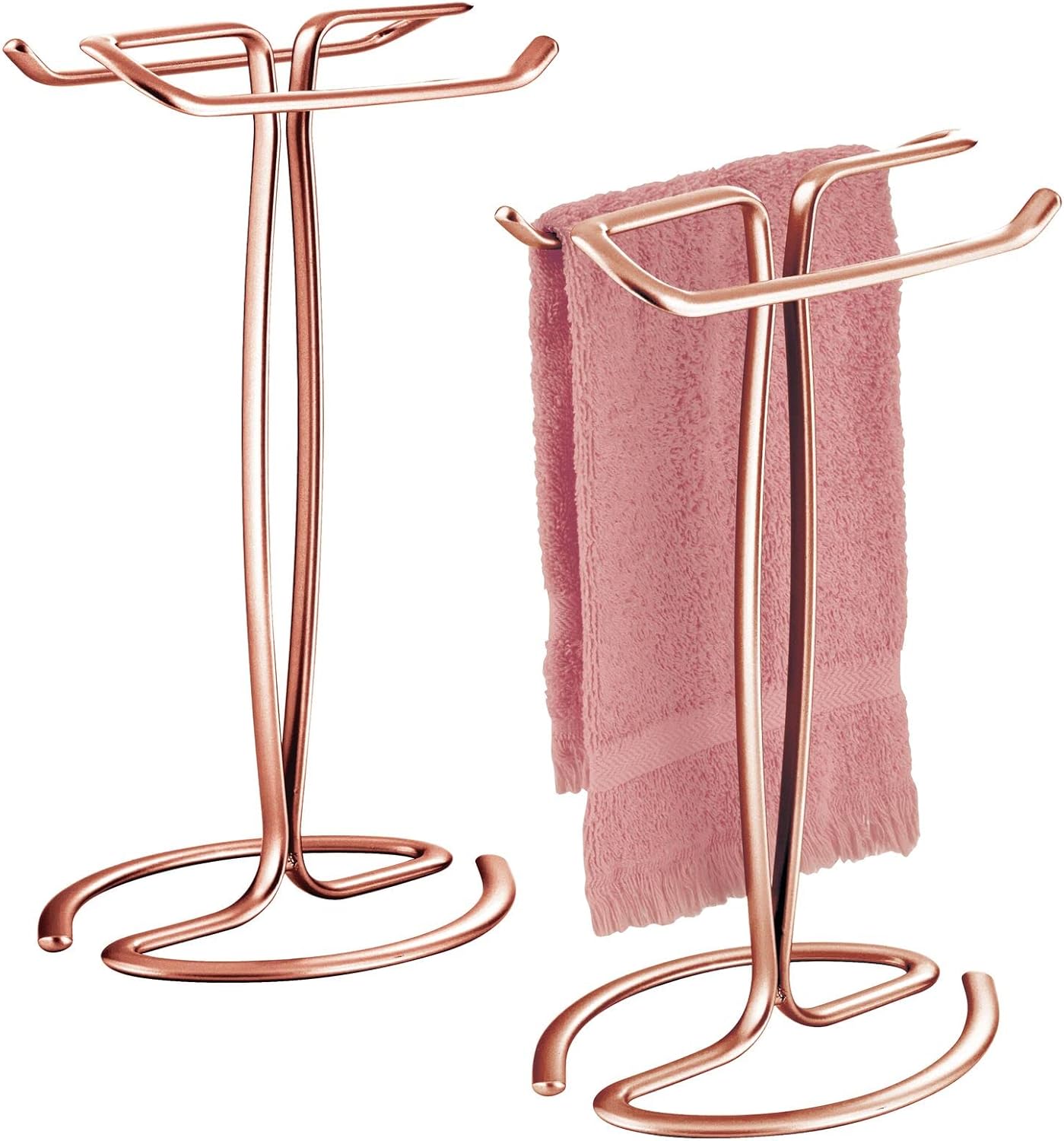 mDesign Standing Towel Rack 2Sided Small Towel Stand for Handtowels