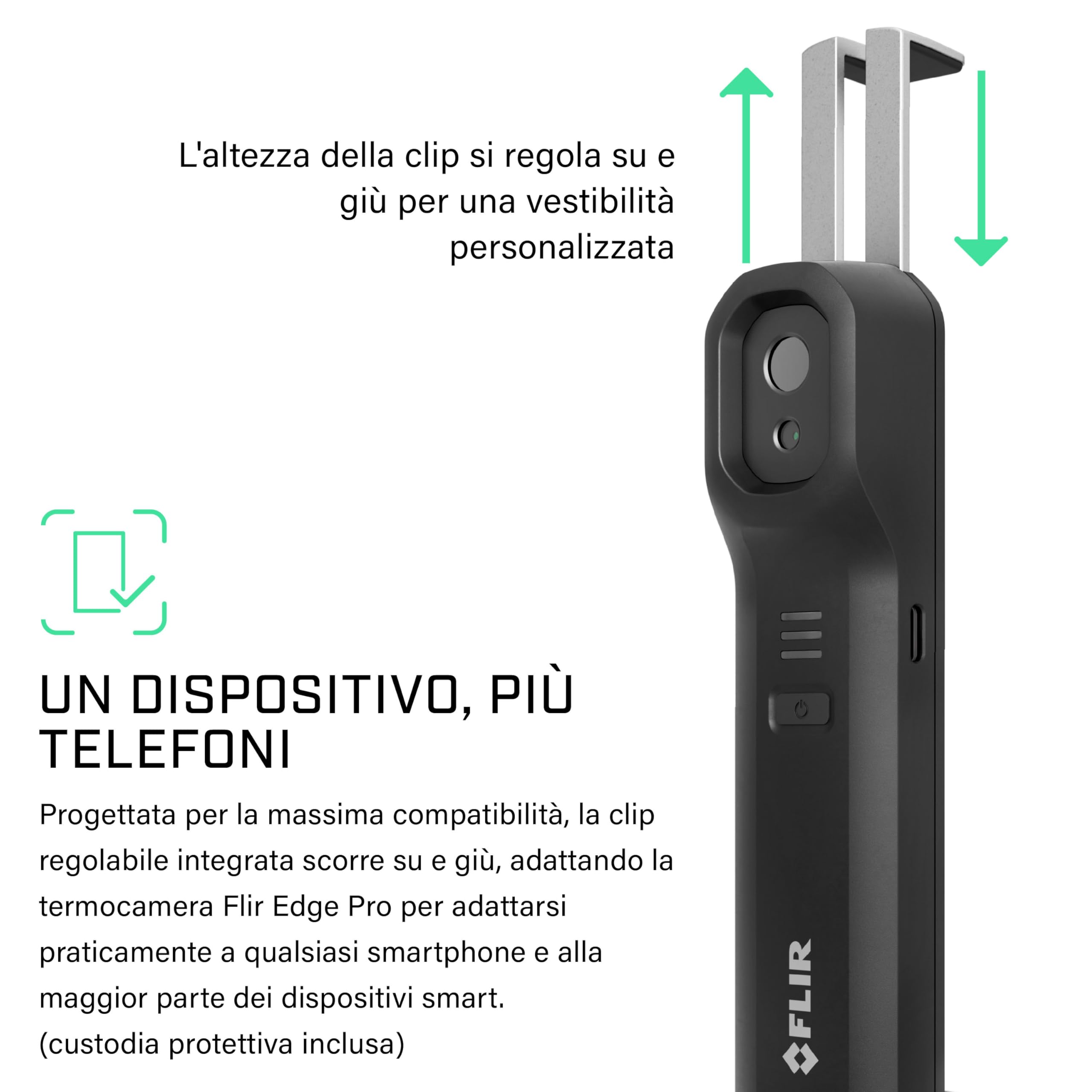 FLIR Edge Pro - Termocamera Wireless Bluetooth Per Smartphone, Compatibile Con Tutti I Dispositivi iOS E Android, Risoluzione Super 480x360 (IR Nativi 160x120)