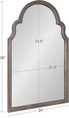 Miniatura 8 de Kate and Laurel Hogan Farmhouse - Espejo de pared arqueado, 24 x 36 pulgadas, gris, espejo marroquí rústico para pared
