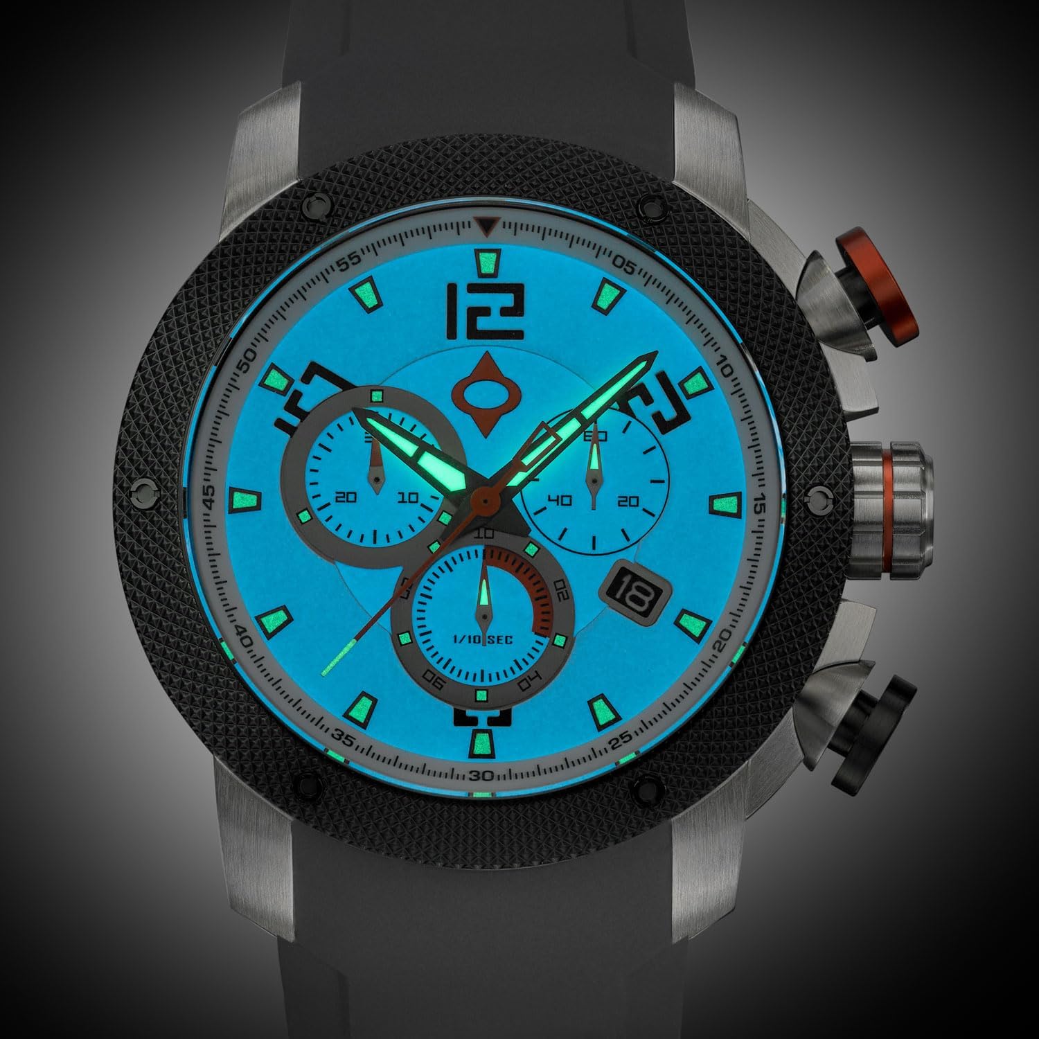 LIV GX1 Swiss Made Chronograph 45mm 316L SS Case, 3D Multi-Layer w/Quickset Date - Rugged Classic Watch- Scratch Resistant Sapphire Crystal - 660 Feet Water Resistant - BGW9 Swiss Luminova