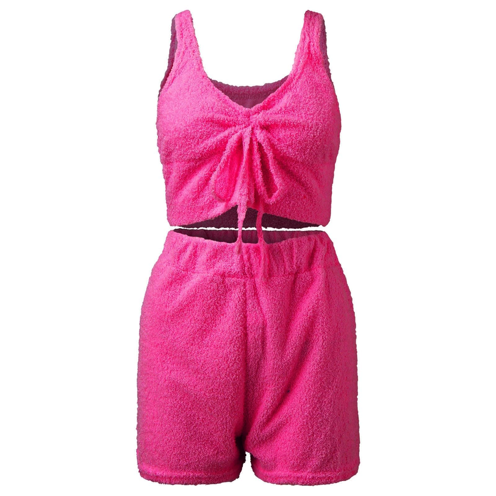 Pyjama pour femme en peluche chaude | Combinaison de maison pour femme 3 pièces Pyjama doux avec pyjama | Ensemble cami et short Ensemble de vêtements de nuit pour femme Manteau uni Ensembles de