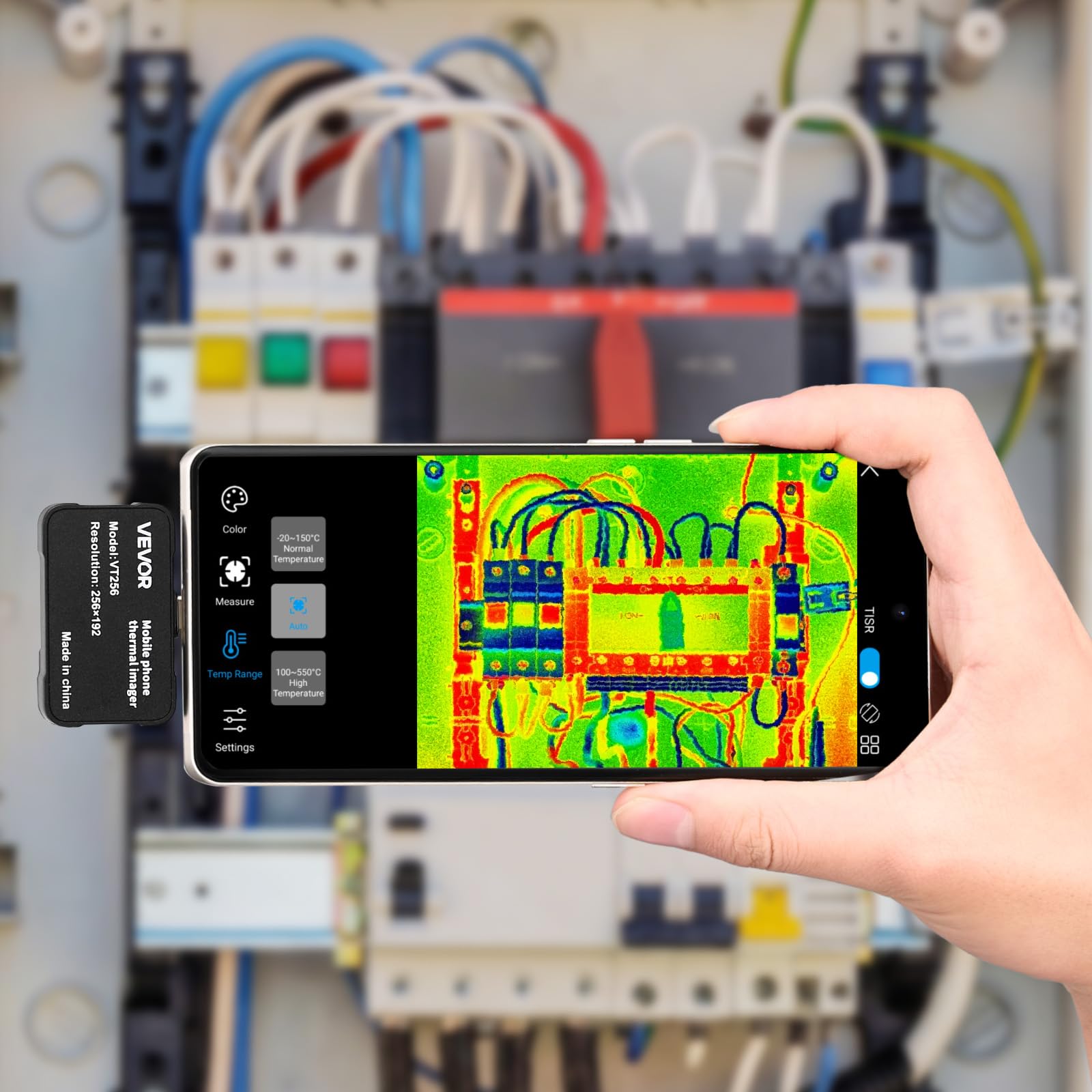VEVOR Wärmebildkamera für iOS & Android, 512x384 Super IR & 256x192 IR-Auflösung Thermobildkamera mit Makro-Objektiv für Smartphone Tablet mit USB-C, 25Hz Infrarotkamera für -20°C-550°C Inspektion
