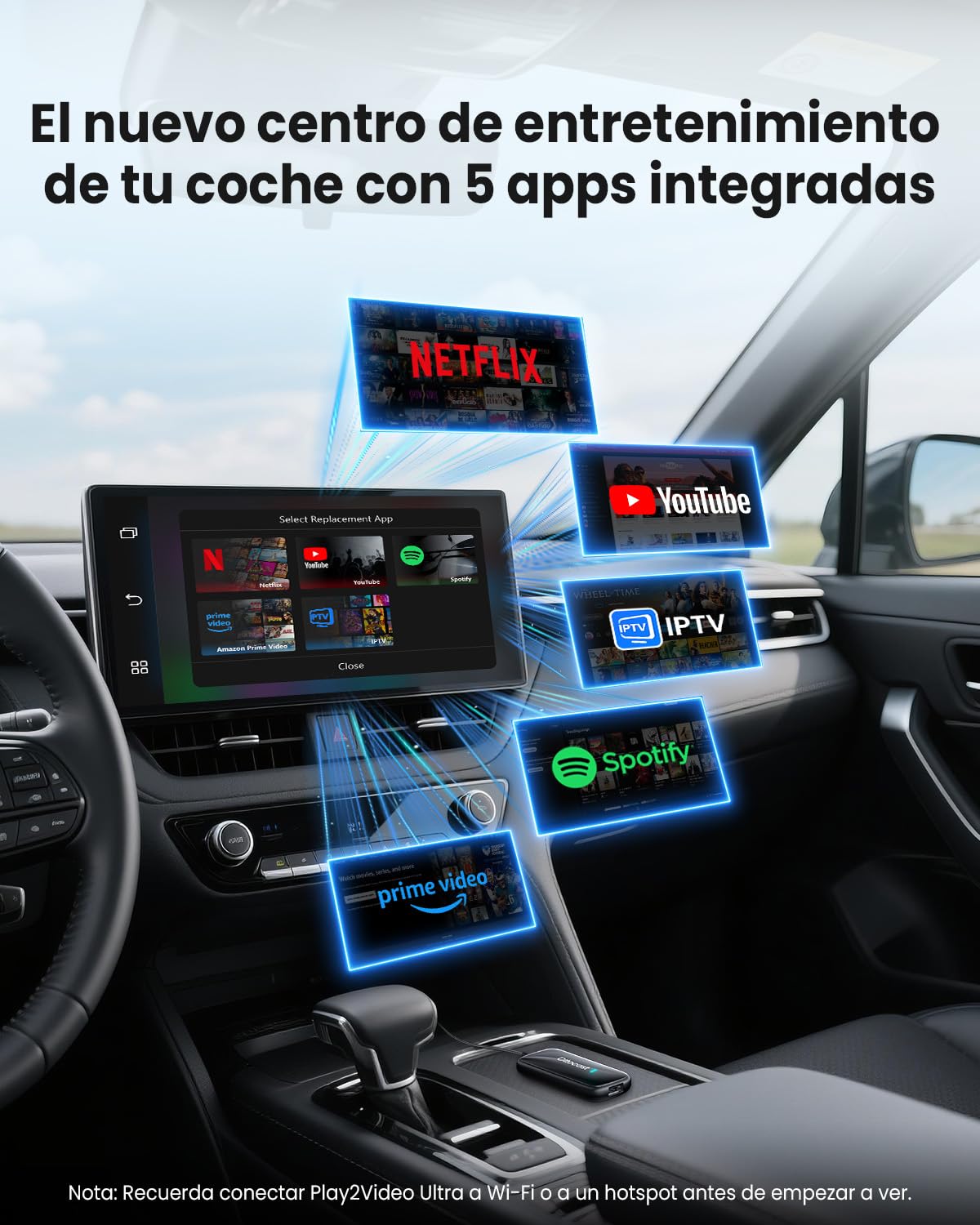 OTTOCAST Play2Video Ultra, 3 in 1 AI Box per Netflix/YouTube/Prime Video, Adattatore CarPlay Wireless e Android Auto con Chiavetta USB, Wi-Fi Dual Band, Bluetooth 5.4, 4GB+32GB, Plug & Play