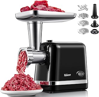 Electric Meat Grinder, Heavy Duty Meat Mincer, Sausage Stuffer Maker, Food Grinder with Sausage & Kubbe Kit, 3 Grinder Plates, Stainless Steel (Black)