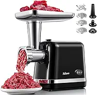 Yabano Moedor De Carne Elétrico, Moedor De Carne Robusto, Máquina De Fazer Linguiça, Moedor De Alimentos Com Kit Para Linguiça E Quibe, 3 Discos De Moagem, Aço Inoxidável (Preto)