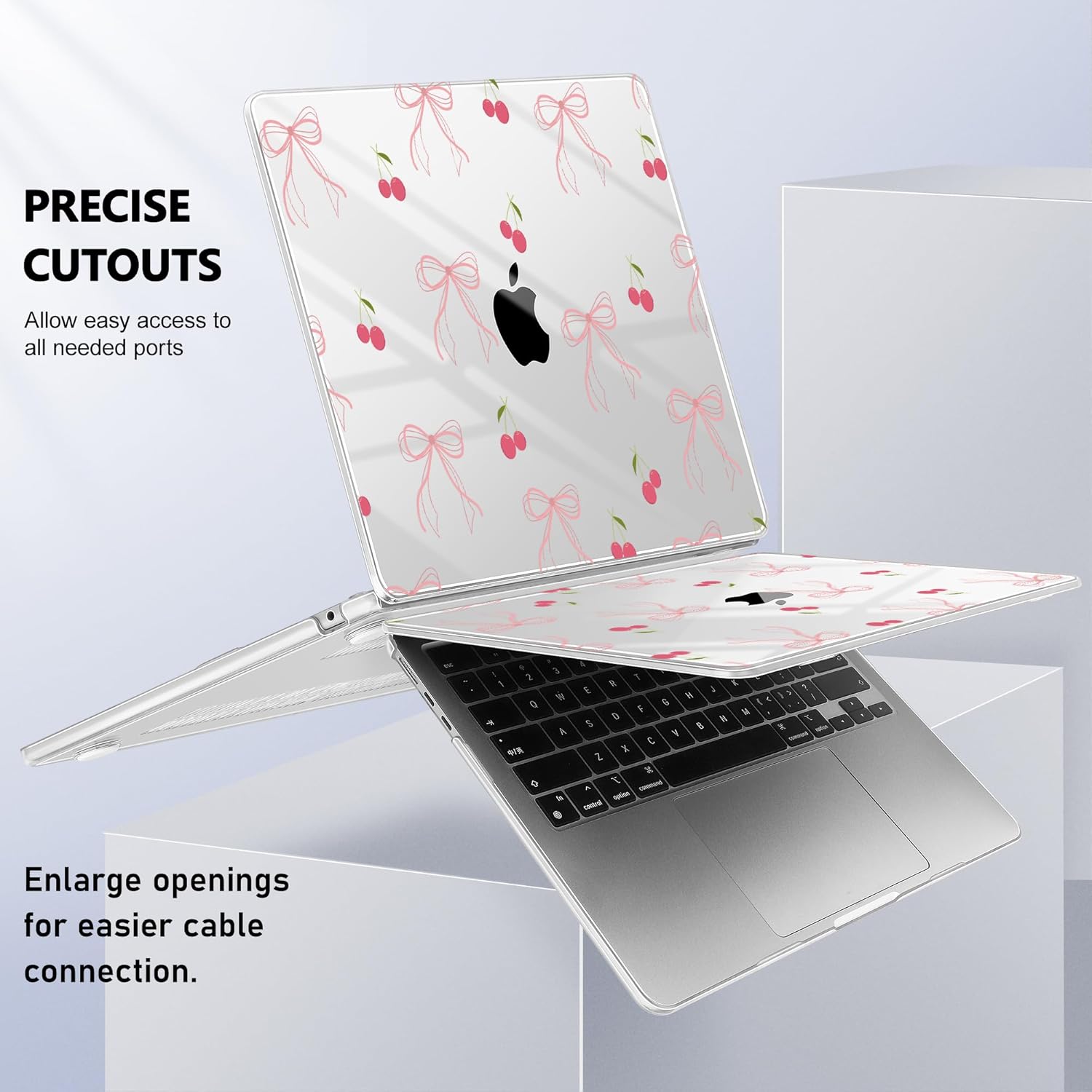 May Chen Compatible with M4 MacBook Air 15 inch Case 2025 2024 2023 A3241 A3114 M3 A2941 M2 with Liquid Retina Display & Touch ID, Plastic Hard Shell with Keyboard Cover - Bow - Image 6