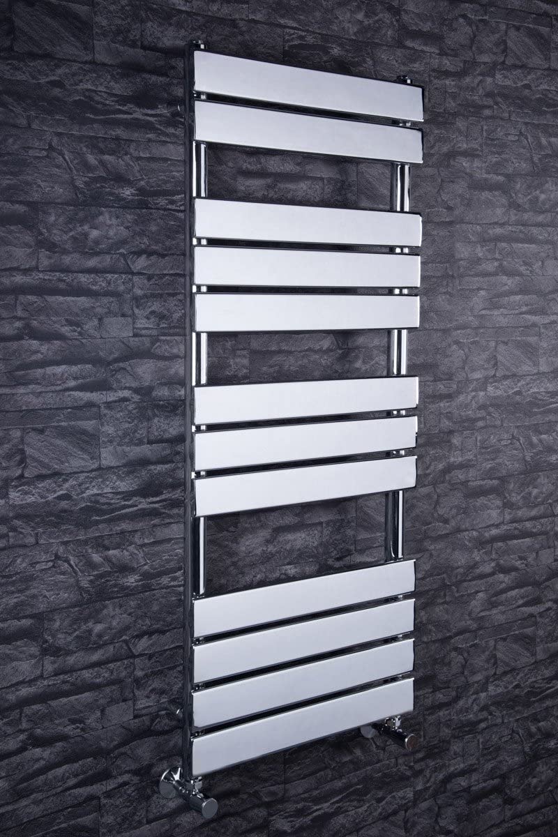 Warmehaus Flat Panel Heated Towel Rail Bathroom Ladder Radiator Rad Central Heating Chrome 1200 x 500mm — image 1