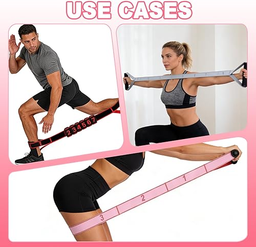 Miniatura 3 de Paquete de 3 bandas de resistencia de fitness con asas, banda de resistencia numerada, bandas elásticas de entrenamiento de 8 secciones para yoga,