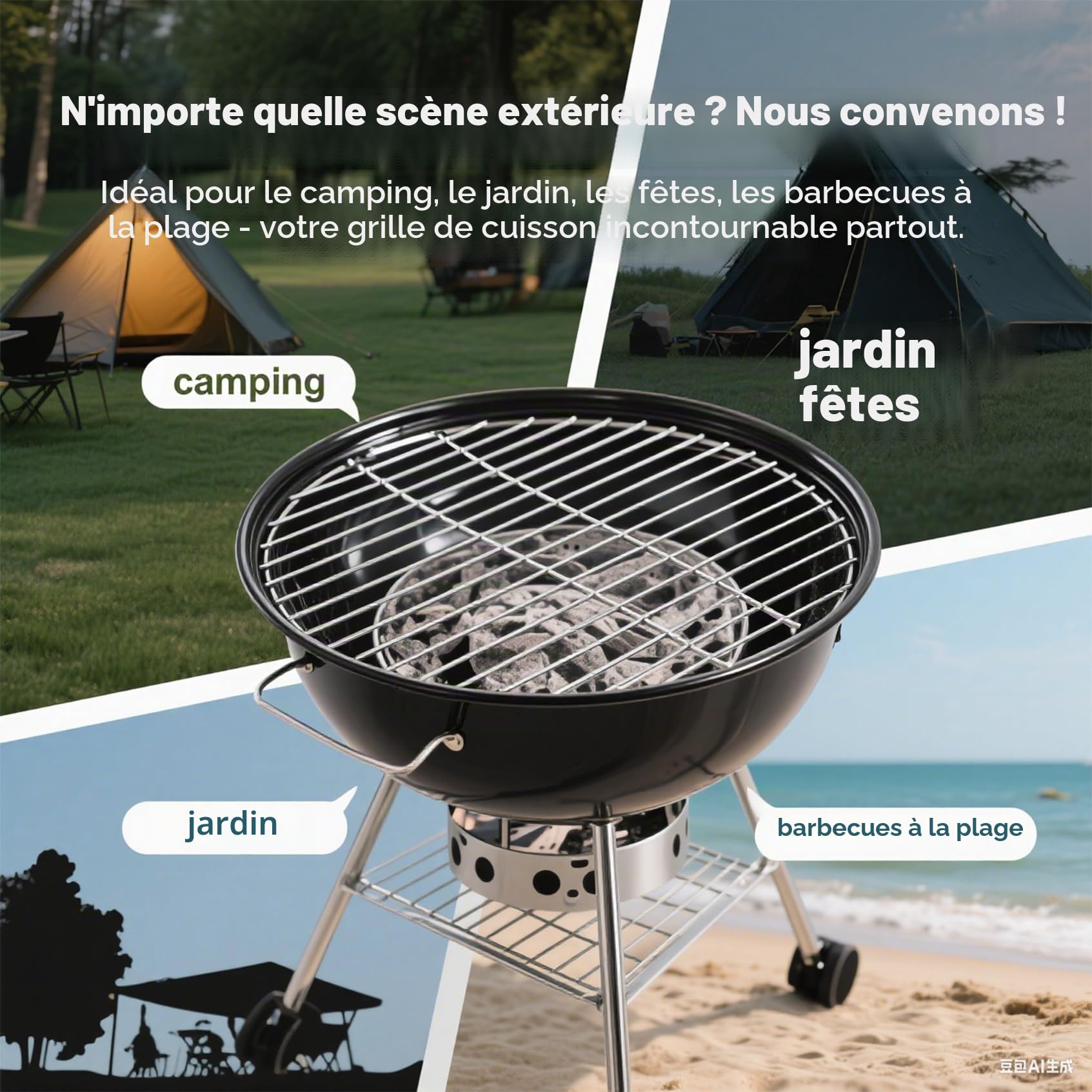 Nouvelle grille de barbecue en acier inoxydable ronde, différentes tailles, grille de barbecue pour camping, pique-nique, jardin, construction soudée durable, nettoyage facile, réchauffement uniforme