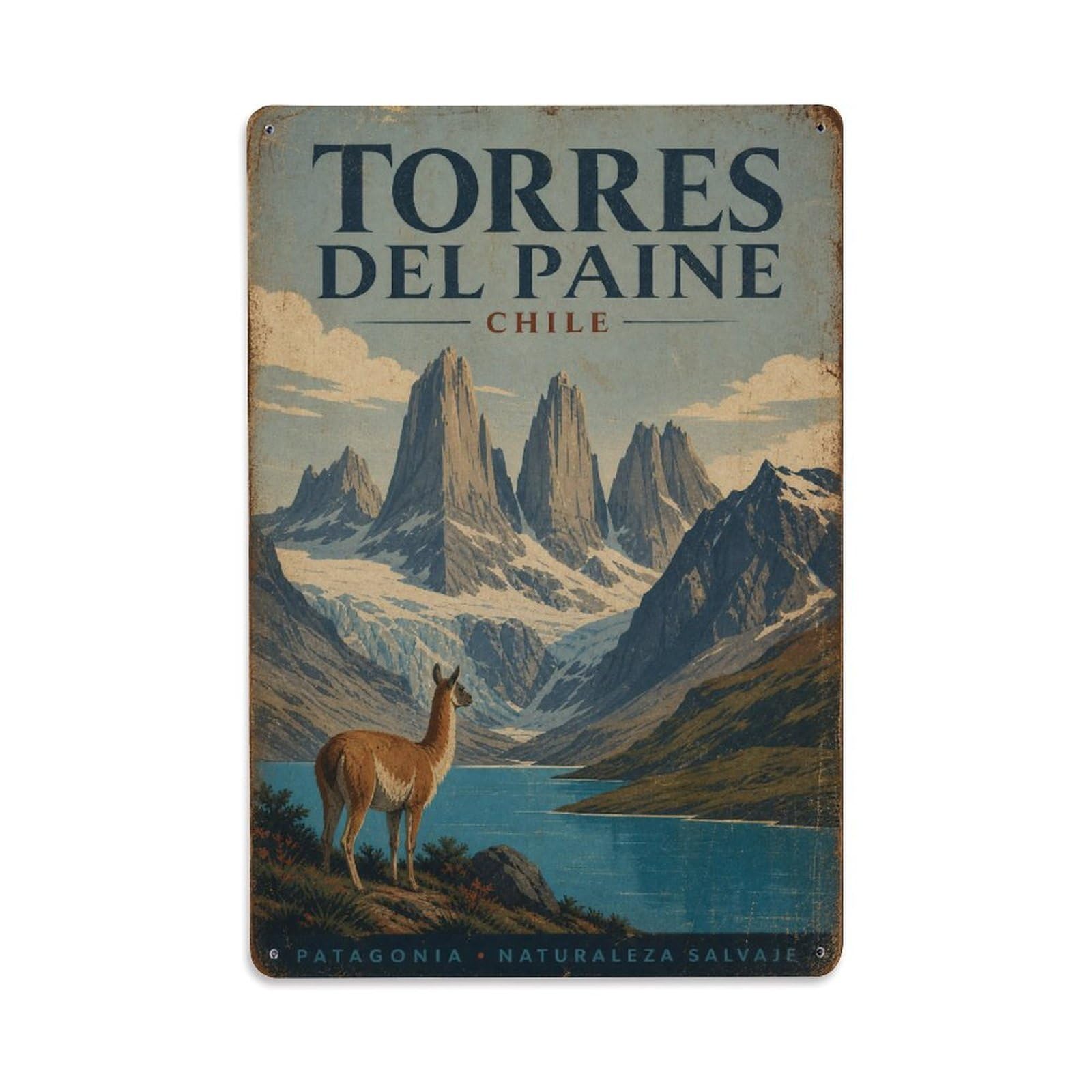 Gead 8X12inch Style Retro Travel Chile Torres Paine Metal Tin Sign