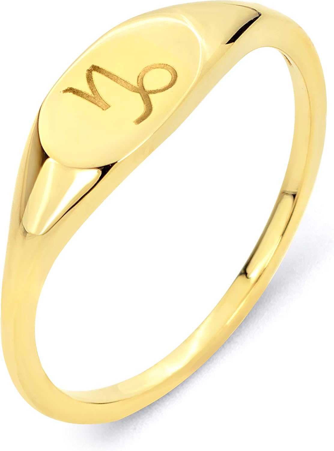 10k Real Solid Gold Zodiac Sign Stack Ring, Available in All Zodiacs Engraved Birthday Jewelry
