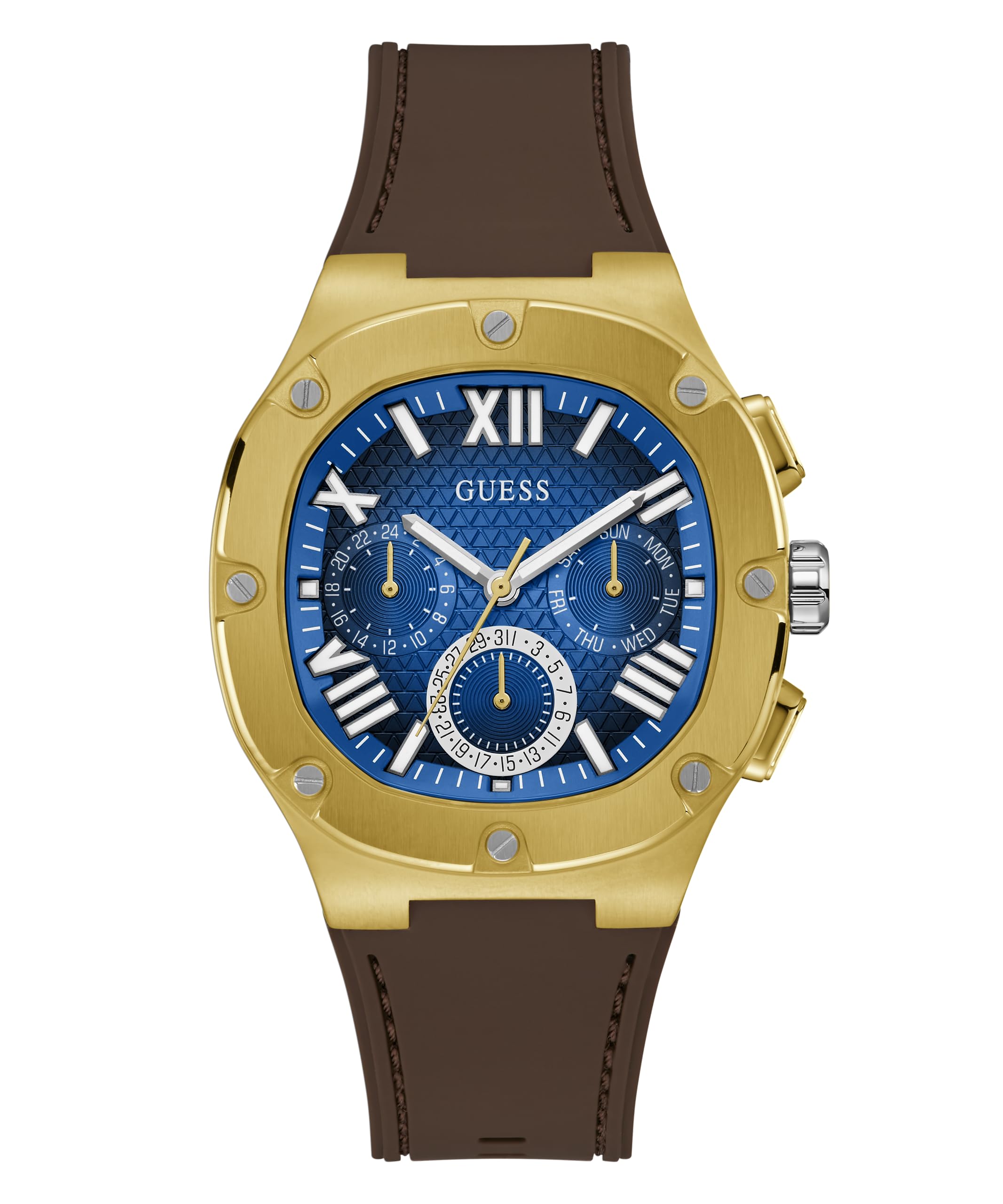 GUESS Silicone Men Blue Analog Square Dial Watch- Gw0571G5, Brown Band (B0CCPHL9KF) Amazon Price History, Amazon Price Tracker