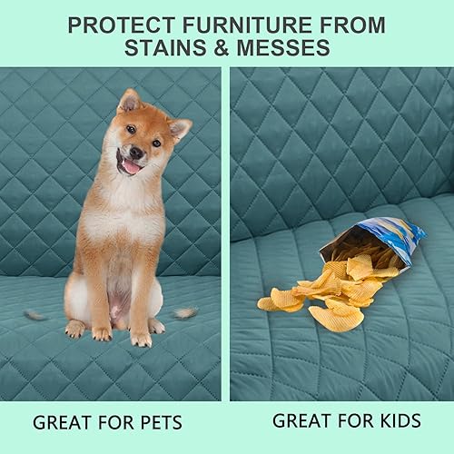 Miniatura 5 de Fundas para silla reclinable, reversible, funda de sofá para mascotas, protector de muebles para niños perezosos (silla de 23 pulgadas, azulbeige)