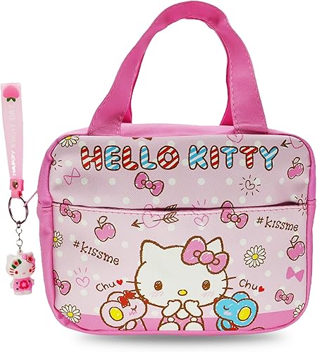 Lonchera térmica Kawaii Kitty para mujer, lonchera reutilizable de gran capacidad, bolsa de almuerzo a prueba de fugas con bolsillo frontal,