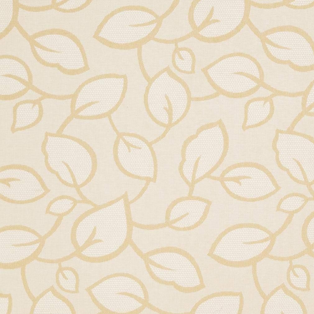 Beige and White Contemporary Leaf Pattern Damask Upholstery