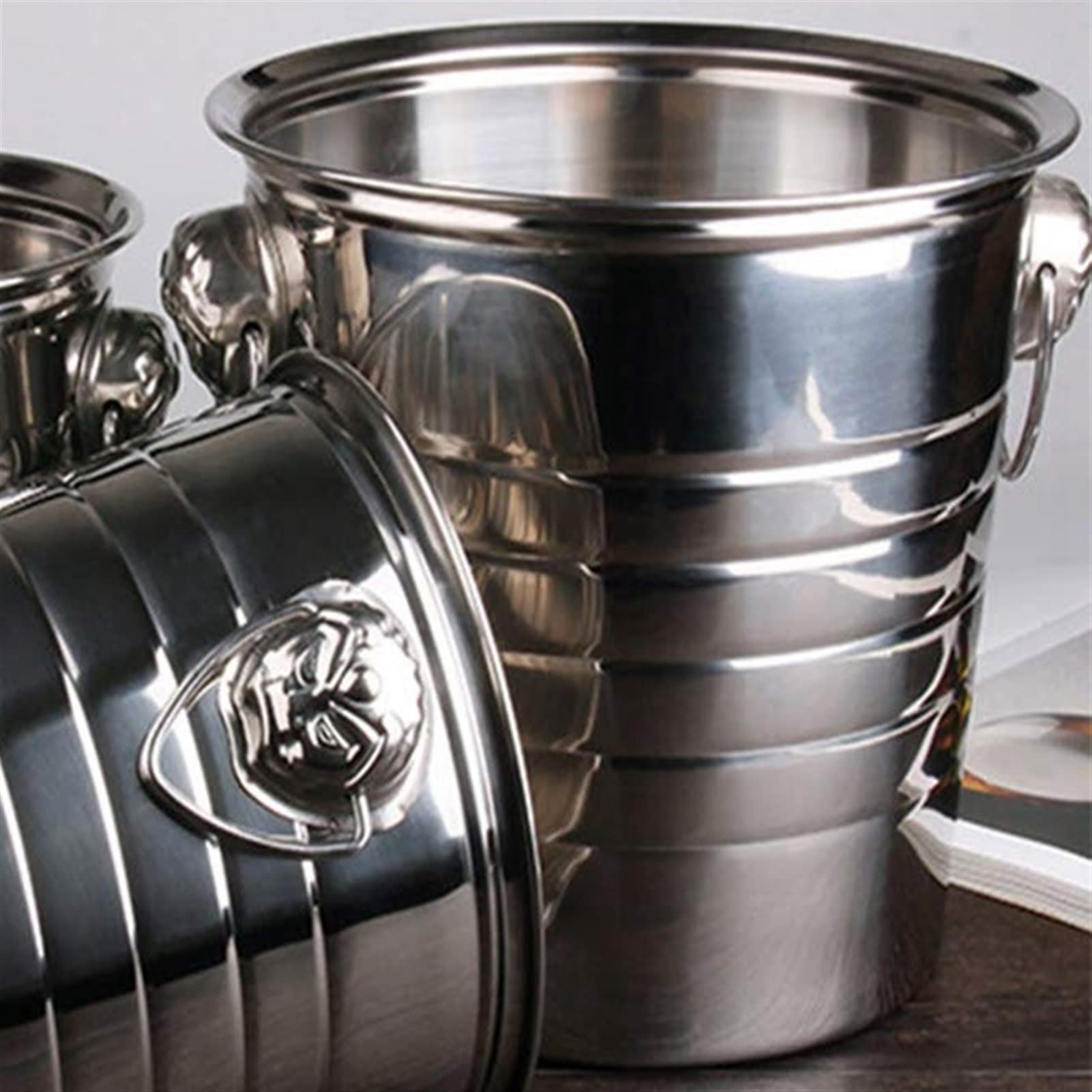 TOMYEUS Eiskübel Edelstahl EIS Eimer Dicker EIS Halter Container for Bar Party Champagne Wine Barrel Drink Eiskühler Eimerwein Weinkühler & Sektkühler