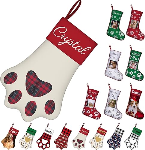 Miniatura 11 de Medias de Navidad para perros personalizadas con foto de nombre, regalos de decoración de calcetines de Navidad personalizados para mascotas