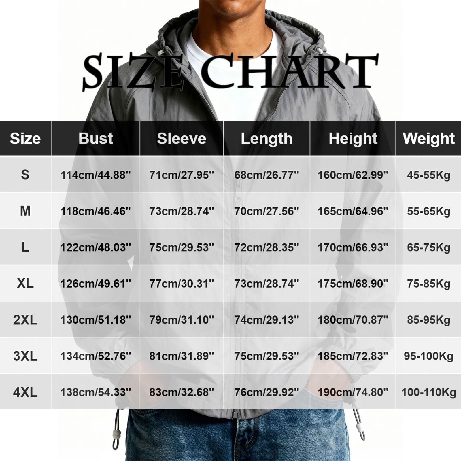 Giacca Uomo Primaverile Giacca Mezza Stagione Uomo Giubbotto Leggero Lunga Maniche con Zip Casual Giubbotto Estivo e Tasche Bomber Jacket con Cappuccio Antivento Sportiva Giubbino