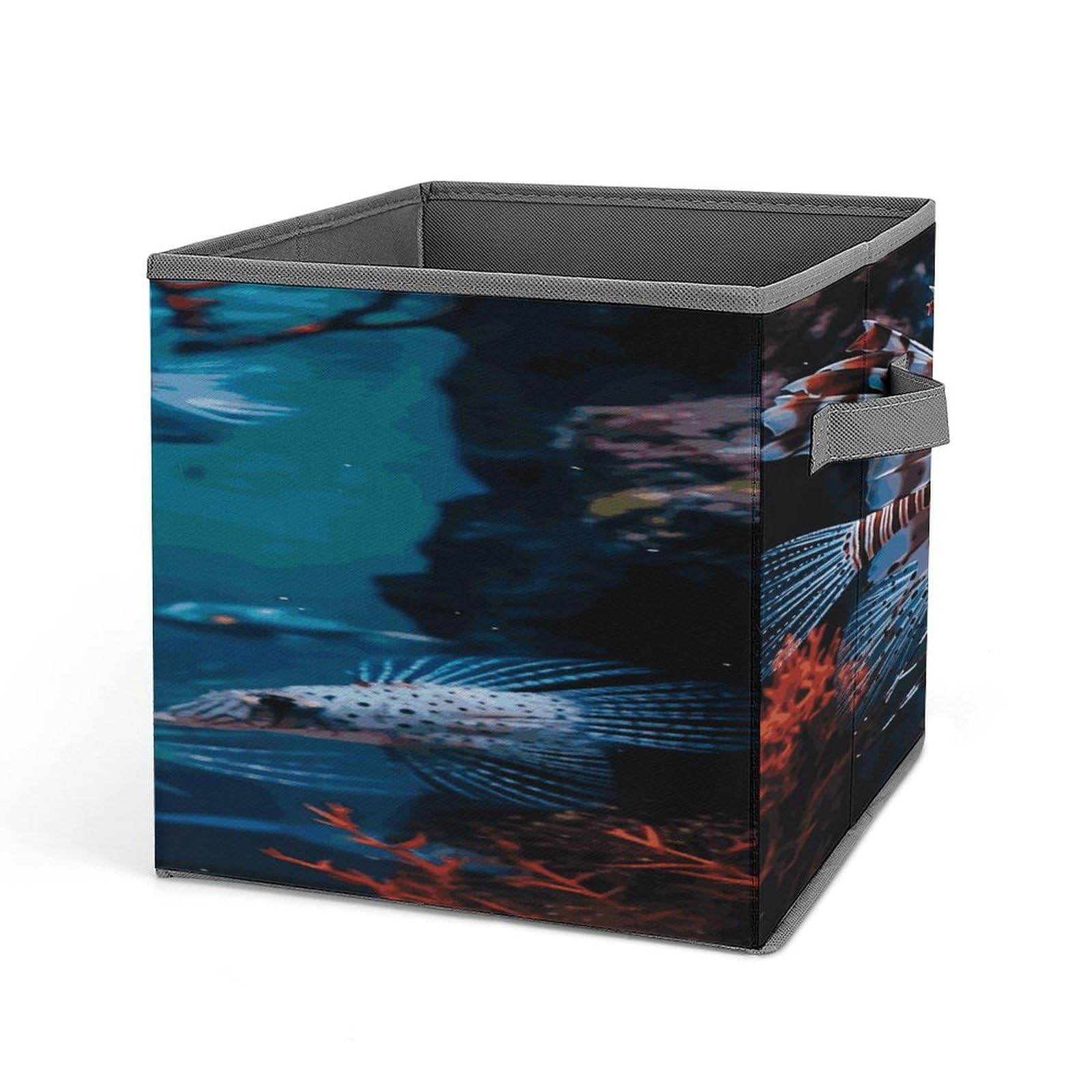 Fodpand Style Fish In Fish Tank Storage Cubes Foldable Decorative Fabric, Storage Bins Baskets With Handles, Closet Organizers And Storage For Home, Office,Closet, Clothes