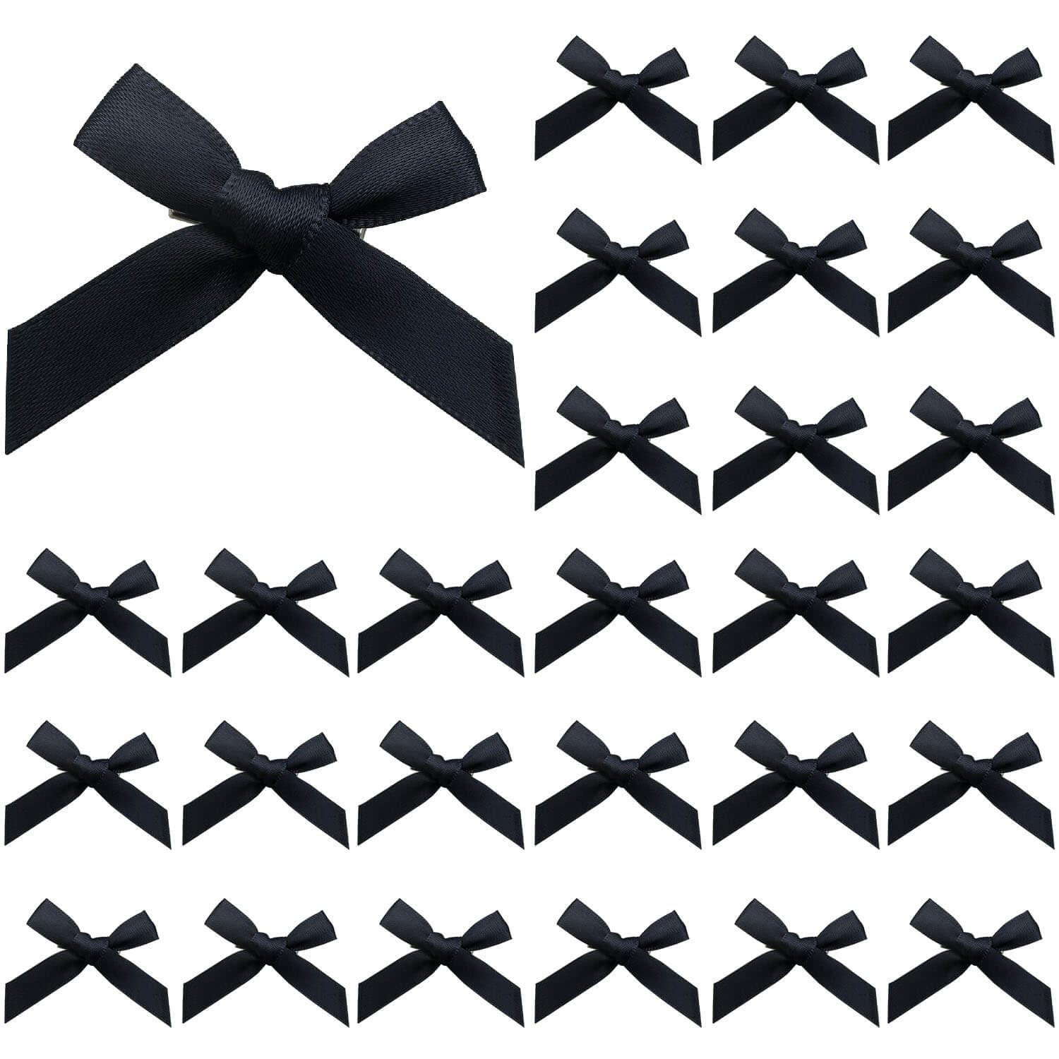 30 Pcs Black Hair Bows for Women, Mini Bowknot Ribbon Barrettes Hair Clips, Cute Bows for Girls Hair Accessories (Black)