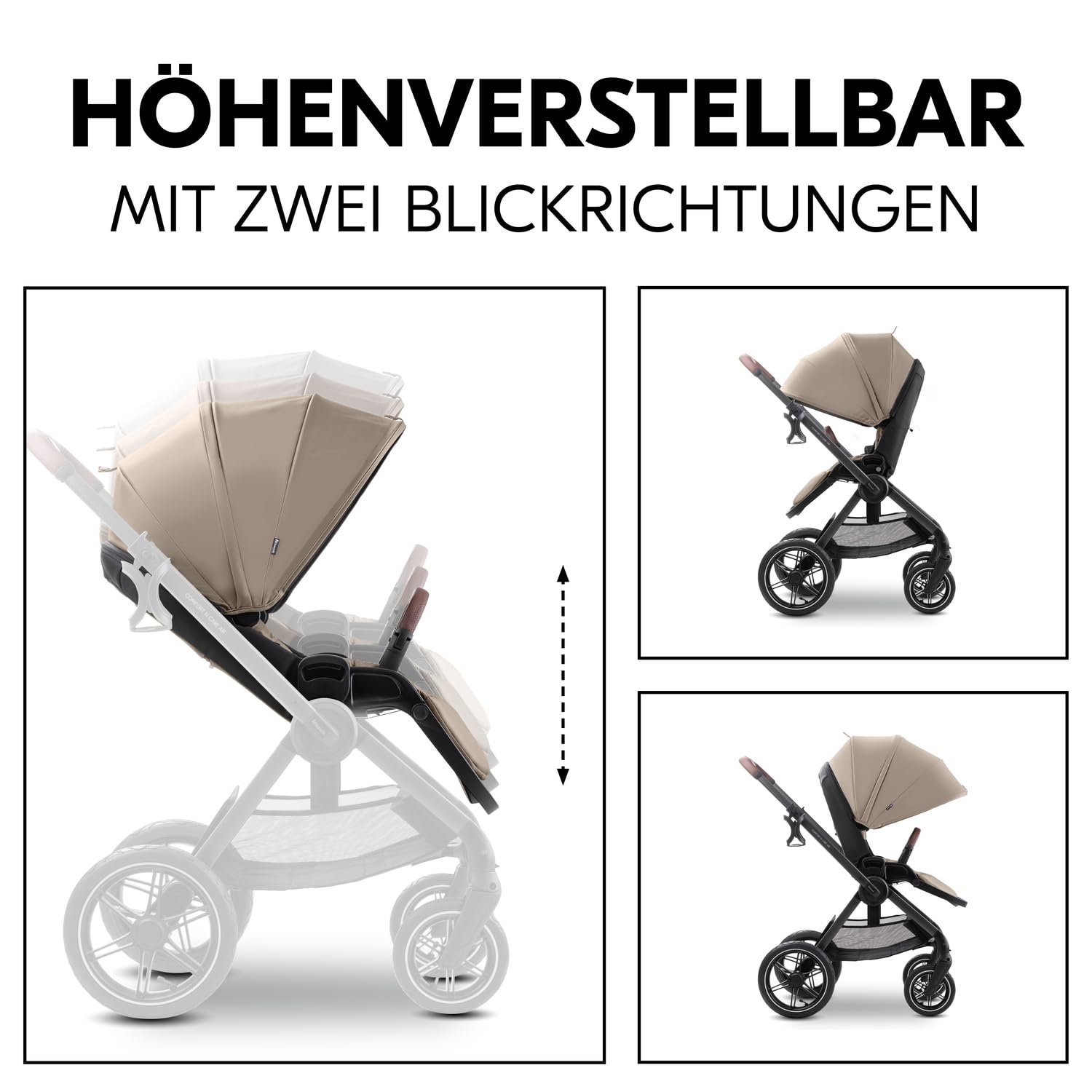 Hauck Comfort N Care Air Set Mocha 2in1 Kinderwagen mit Luftreifen, Wanne mit Memory Knöpfe, Wendbarer Sitz mit Beindecke & Liegefunktion bis 22 kg, Höhenverstellbar, inkl. Adapter