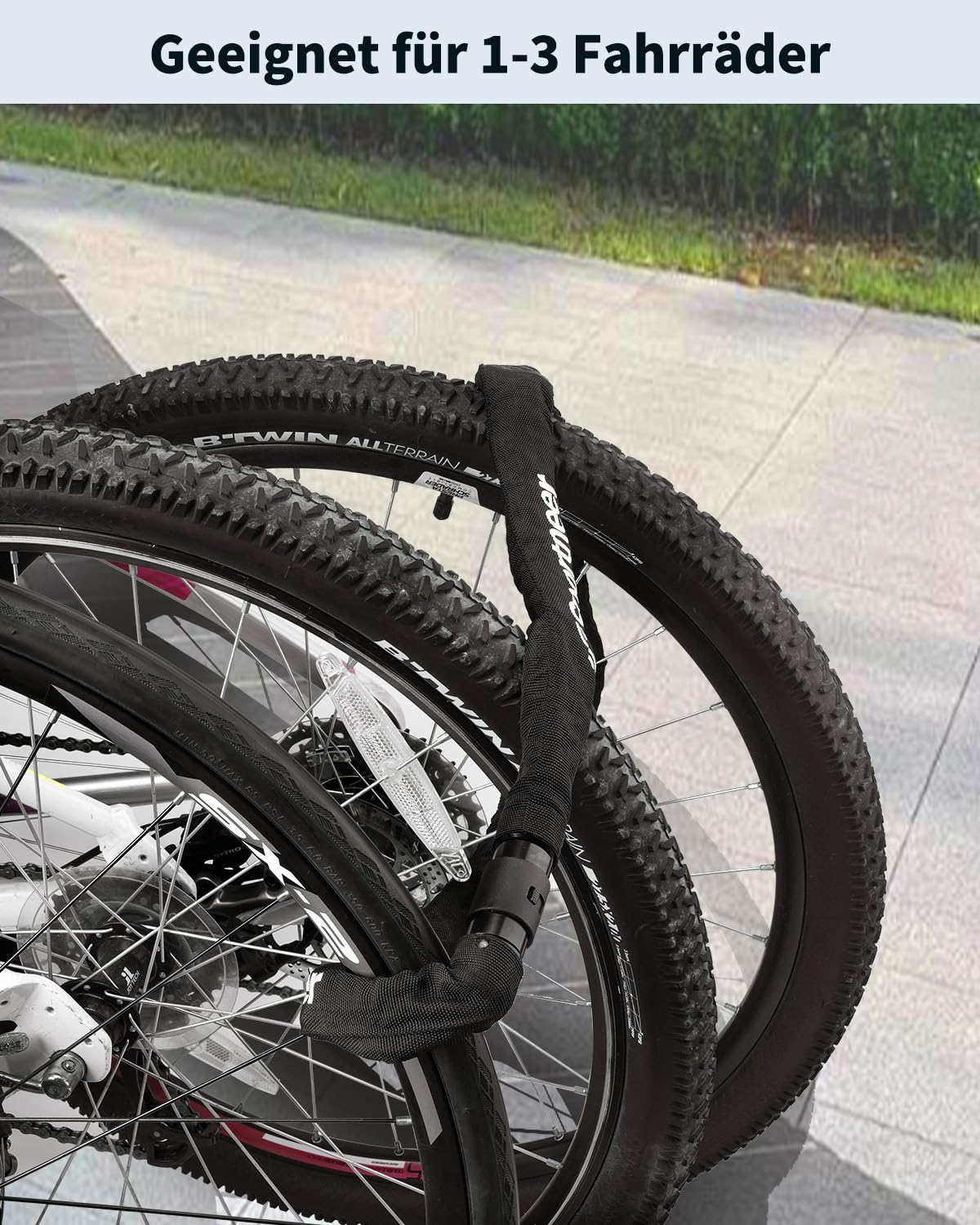 Sportneer Lucchetto Bici Catena 8mm 100cm Antifurto Acciaio Temprato con 2 Chiavi