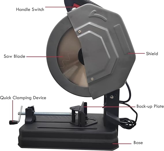 TECHTONGDA Metal Chop Saw Metal Cut Off Saw Adjustable Speed 0-45 Adjustable Miter Range Metal Cutting Saw with 14 Inch Blade for Metal Cold Cut 220V