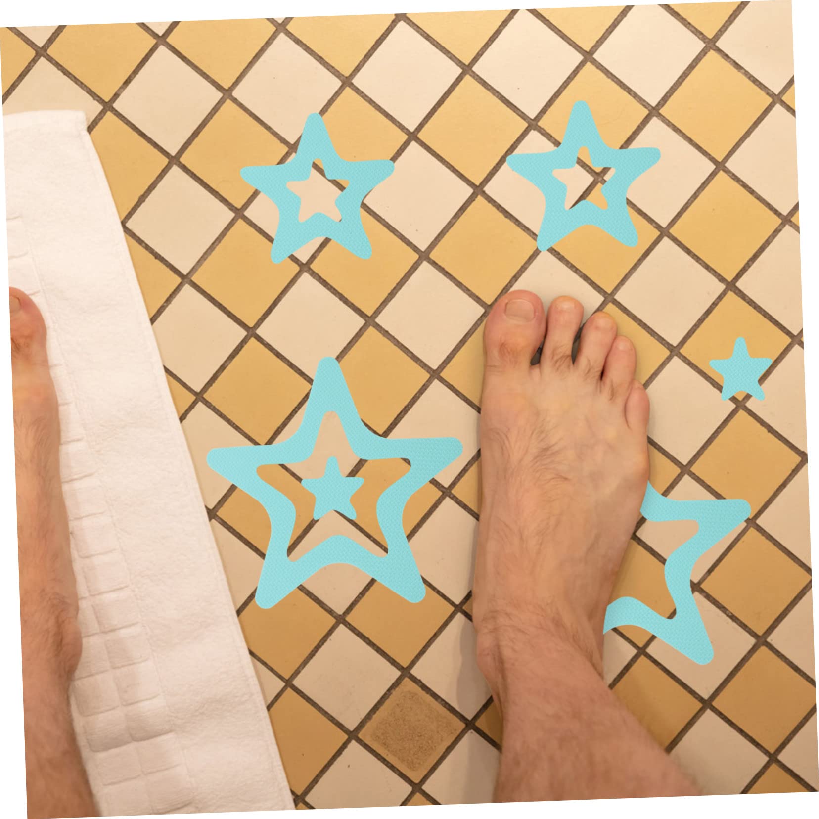 STOBAZA Pegatinas Antideslizantes Baño Adhesivas Seguridad Ducha Bañera Autoadhesivas Peva Impermeables Estrellas Azules para Suelo Baño 20 Piezas X 4