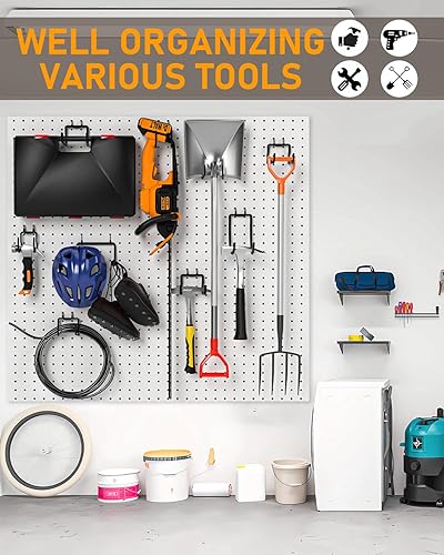 Miniatura 6 de INCLY Paquete de 10 ganchos resistentes para tablero de clavijas, 1/4 de pulgada, soporte para herramientas de tablero de clavijas, accesorios