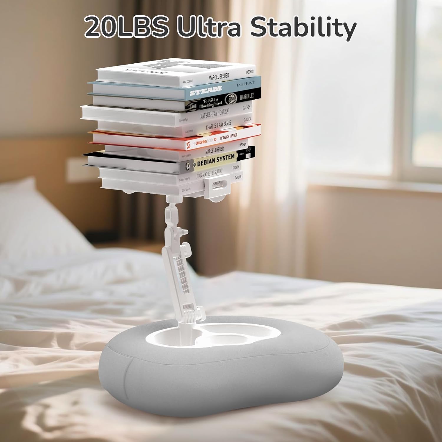 Tablet Pillow Stand for Kindle iPad Compatible with 4.7"-10" Phone/Tablet, iPad, iPhone, Samsung, Google, Kindle Holder for Bed Sofa Healthy Reading Lazy Person's Magic Tool and Relieve Neck Pressure