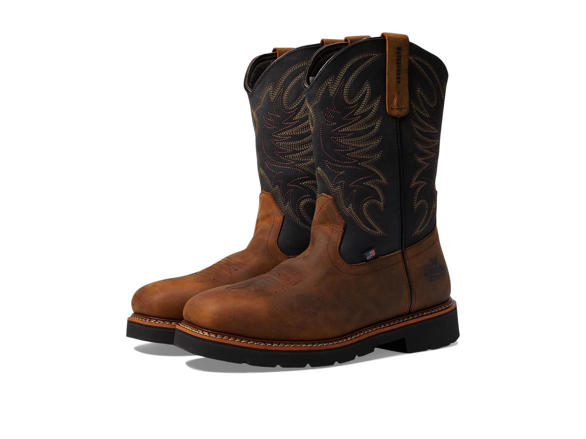 Thorogood American Heritage 11" Square Toe Wellington Waterproof Leather Work Boots for Men with Steel Safety Toe and Slip-Resistant Outsole