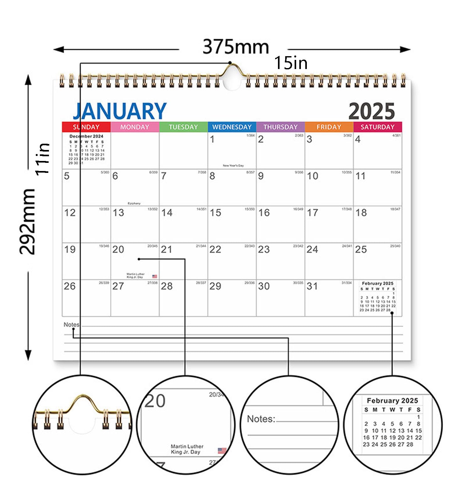 Amazon | 2025-2026 カレンダー, 壁掛けカレンダー 2025年1月から2026