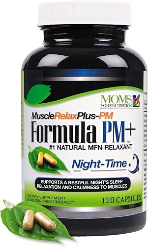 Fórmula relajante muscular nocturna – Relajante de fuerza de más de 1,500 mg con glicinato de magnesio – Sin gluten – 120 cápsulas