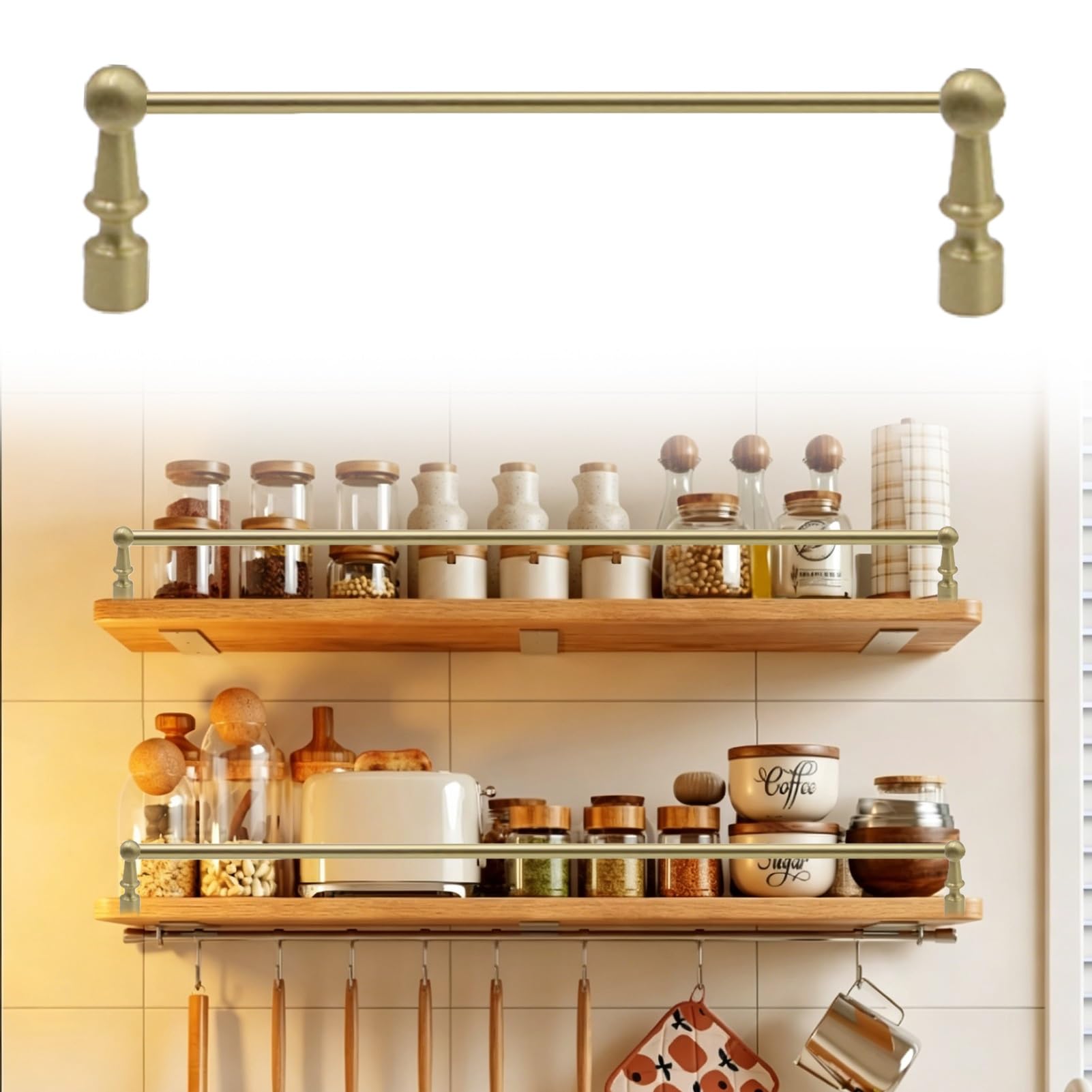 Long Solid Brass Shelf Rail 24 inch 12 inch 16 inch 48 inch 40 inch, Cabinet Anti-Drop Guardrail Railing for Bookshelves, Tipping Rail for Shelves Kit(6inch/152mm)